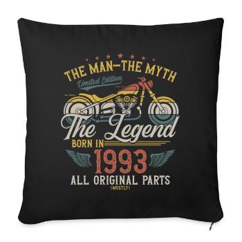 1993 Vintage Man Myth Legend Motorcycle - Sofa pillowcase 17,3'' x 17,3'' (45 x 45 cm) - black - Front