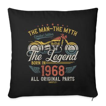 1968 Vintage Man Myth Legend Motorcycle - Sofa pillowcase 17,3'' x 17,3'' (45 x 45 cm) - black - Front