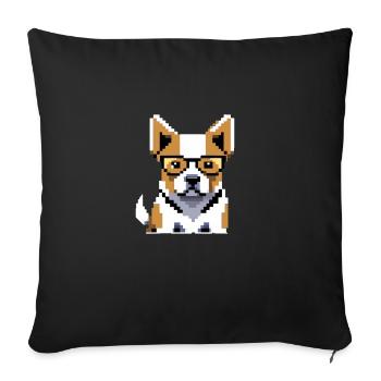 Pixo the Spectacled Dog - Sofa pillowcase 17,3'' x 17,3'' (45 x 45 cm) - black - Front
