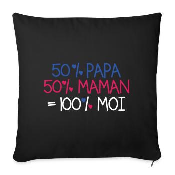 50% dad 50% mom - Sofa pillowcase 17,3'' x 17,3'' (45 x 45 cm) - black - Front