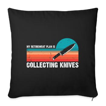 Plan de retraite Couteaux Collectionneurs de couteaux - Housse de coussin décorative 45 x 45 cm - noir - Devant