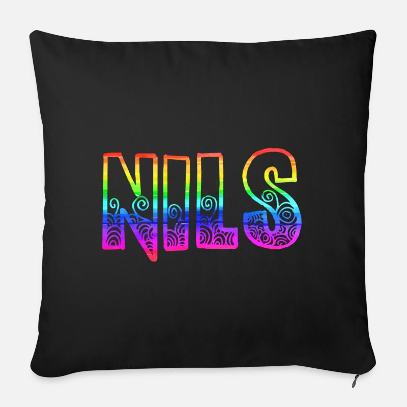 nils rs regenbogen - Sofakissenbezug 45 x 45 cm - Schwarz