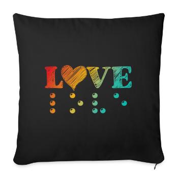 Love Is Blind Heart Braille - Sofa pillowcase 17,3'' x 17,3'' (45 x 45 cm) - black - Front