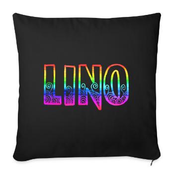 lino rs arc-en-ciel - Housse de coussin décorative 45 x 45 cm - noir - Devant
