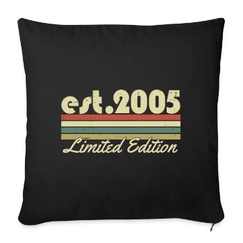 Né en 2005 Vintage Retro Anniversaire - Housse de coussin décorative 45 x 45 cm - noir - Devant