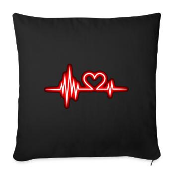 Battement de coeur, Saint-Valentin, Coeur, Pouls, Amour, Néon - Housse de coussin décorative 45 x 45 cm - noir - Devant