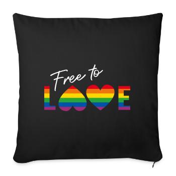 LGBTQIA+ free to love Rainbow Flag - Sofa pillowcase 17,3'' x 17,3'' (45 x 45 cm) - black - Front