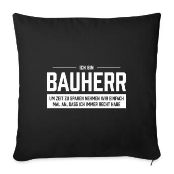 Bauherr - Sofakissenbezug 45 x 45 cm - Schwarz - Vorne