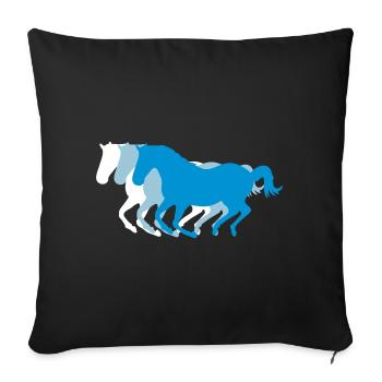 Trois chevaux au galop 3 couleurs - Housse de coussin décorative 45 x 45 cm - noir - Devant