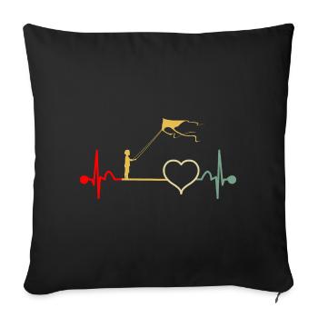 Kite Flying Kite Flying Heartbeat Vintage - Sofa pillowcase 17,3'' x 17,3'' (45 x 45 cm) - black - Front