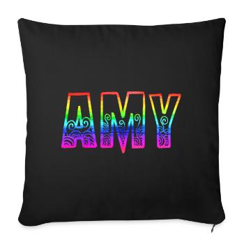 amy rs arc-en-ciel - Housse de coussin décorative 45 x 45 cm - noir - Devant