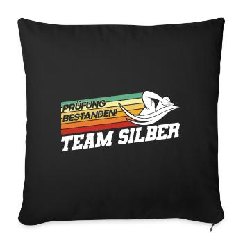 Silber Schwimmer Prüfung Silber Schwimmabzeichen - Sofakissenbezug 45 x 45 cm - Schwarz - Vorne