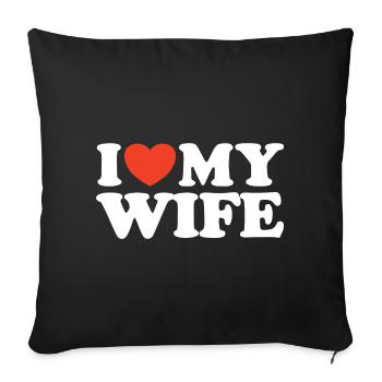 I love my wife Heart Shirt - Sofa pillowcase 17,3'' x 17,3'' (45 x 45 cm) - black - Front