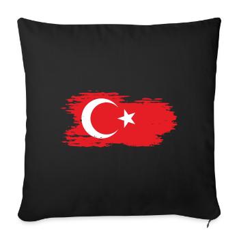 Turkey - National Flag, Brush Effect - Sofa pillowcase 17,3'' x 17,3'' (45 x 45 cm) - black - Front
