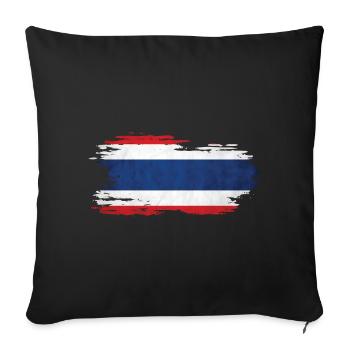 Thailand - National flag, brush effect - Sofa pillowcase 17,3'' x 17,3'' (45 x 45 cm) - black - Front