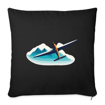 Ailes bleues oranges - Housse de coussin décorative 45 x 45 cm - noir - Devant