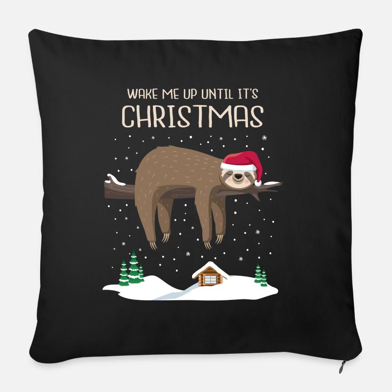 Faultier Weihnachten Sloth christmas Geschenk wake - Sofakissenbezug 45 x 45 cm - Schwarz