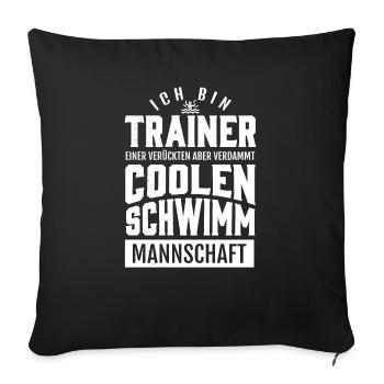 Schwimmen- Shirt Trainer Pool Wasser Geschen - Sofakissenbezug 45 x 45 cm - Schwarz - Vorne