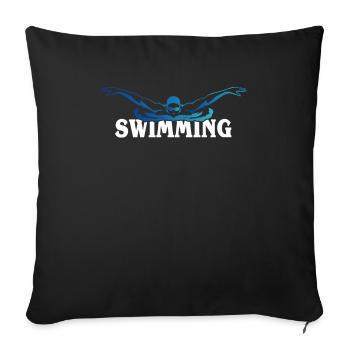 Natation T-shirt Pneus piscine eau Geschen - Housse de coussin décorative 45 x 45 cm - noir - Devant