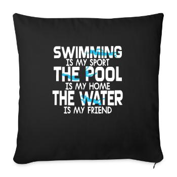 Swimming- Shirt Swimming Pool Pool Water Gift - Sofa pillowcase 17,3'' x 17,3'' (45 x 45 cm) - black - Front