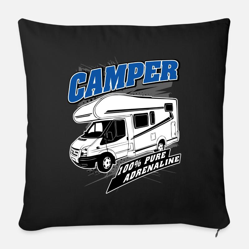 Wohnmobil - Caravan - Camping - Camper - Sofakissenbezug 45 x 45 cm - Schwarz