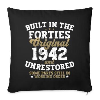Built in the forties 1942 80. Geburtstag Herren - Sofakissenbezug 45 x 45 cm - Schwarz - Vorne