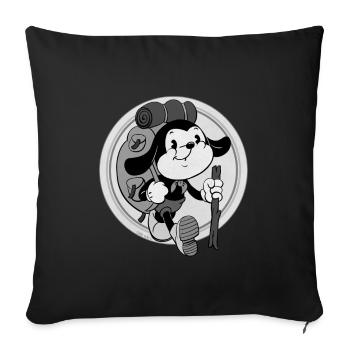 retro adventurer with backpack - Sofa pillowcase 17,3'' x 17,3'' (45 x 45 cm) - black - Front