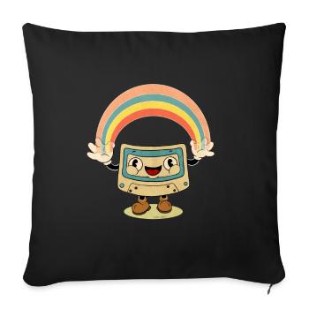Vintage Kassette mit Regenbogen - Sofakissenbezug 45 x 45 cm - Schwarz - Vorne