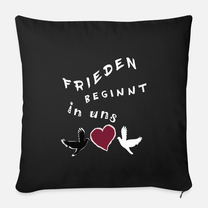Frieden beginnt in uns - Sofakissenbezug 45 x 45 cm - Schwarz