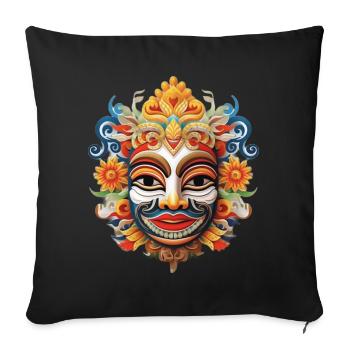 BALI INDENOSIE MASK - Sofa pillowcase 17,3'' x 17,3'' (45 x 45 cm) - black - Front