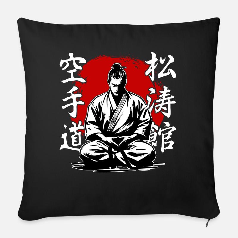 Samurai Shotokan Karate Stil Kampfkunst - Sofakissenbezug 45 x 45 cm - Schwarz