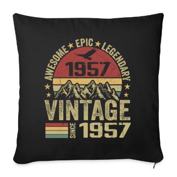 Vintage 1957 Birthday Gift 1957 - Born in 1957 - Sofa pillowcase 17,3'' x 17,3'' (45 x 45 cm) - black - Front