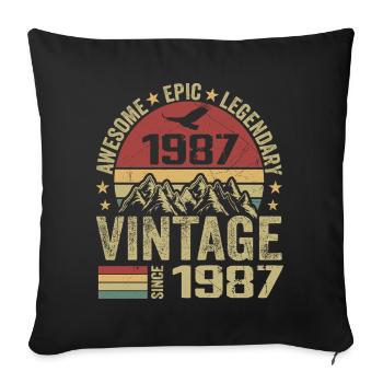 Vintage 1987 Cadeau Anniversaire 1987 - Né en 1987 - Housse de coussin décorative 45 x 45 cm - noir - Devant