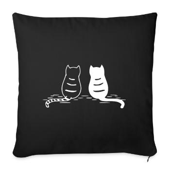 chats assis - Housse de coussin décorative 45 x 45 cm - noir - Devant