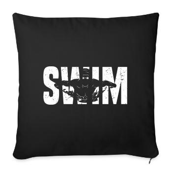 Nageurs Compétition Natation Eau Cadeau - Housse de coussin décorative 45 x 45 cm - noir - Devant