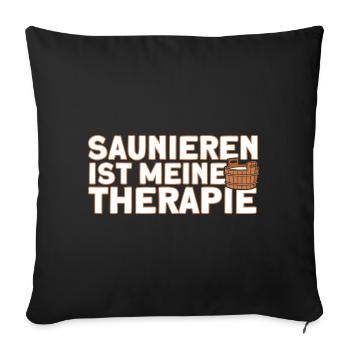 Saunagänger Saunieren Sauna - Sofakissenbezug 45 x 45 cm - Schwarz - Vorne
