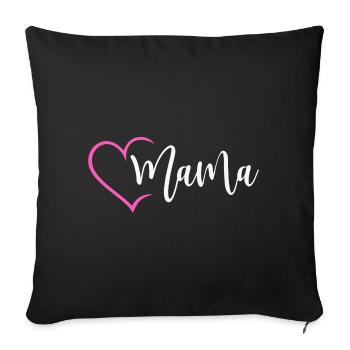 Maman avec coeur mère fête des mères amour enfant cadeau - Housse de coussin décorative 45 x 45 cm - noir - Devant