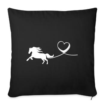 Amour coeur de cheval - Housse de coussin décorative 45 x 45 cm - noir - Devant