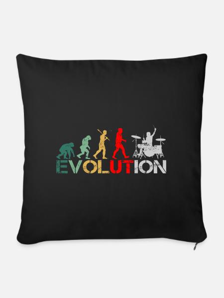 Drummer Schlagzeuger Evolution Retro - Sofakissenbezug 45 x 45 cm - Schwarz