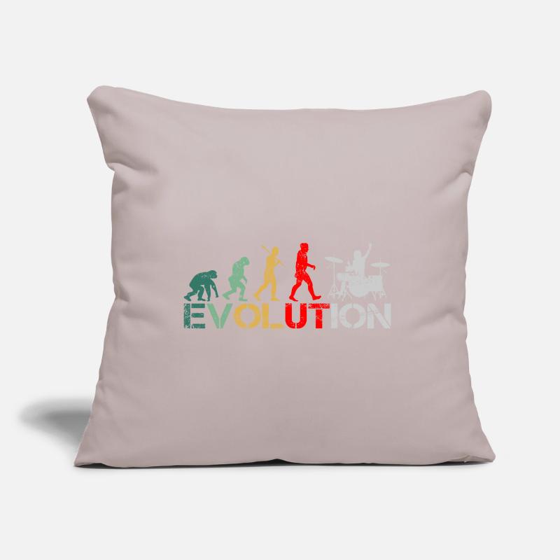 Batteur drummer Evolution Retro Housse de coussin décorative 45 x 45 cm