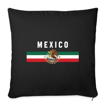 Mexique - Drapeau et armoiries - Housse de coussin décorative 45 x 45 cm - noir - Devant
