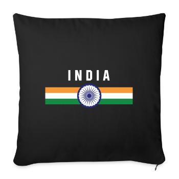 Inde - drapeau et armoiries - Housse de coussin décorative 45 x 45 cm - noir - Devant