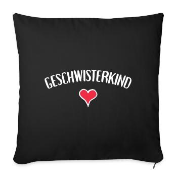 T-shirt cœur de frère et sœur - Housse de coussin décorative 45 x 45 cm - noir - Devant