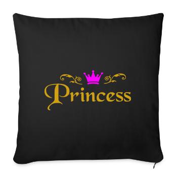 Princesse avec couronne - Housse de coussin décorative 45 x 45 cm - noir - Devant