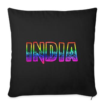 india rs regenbogen - Sofakissenbezug 45 x 45 cm - Schwarz - Vorne