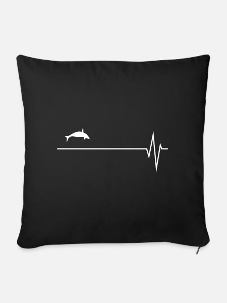 Wal Orca Herzschlag Puls Motiv - Sofakissenbezug 45 x 45 cm - Schwarz