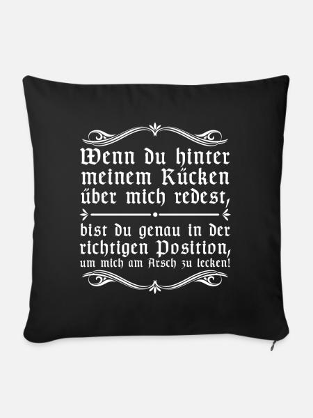 Leck mich | lustige Sprüche, Provokation - Sofakissenbezug 45 x 45 cm - Schwarz