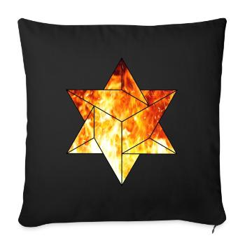 Tétraèdre étoile Merkaba de feu - Housse de coussin décorative 45 x 45 cm - noir - Devant
