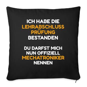 Mechatroniker Ausbildung Prüfung bestanden / LAP - Sofakissenbezug 45 x 45 cm - Schwarz - Vorne