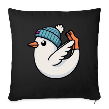 North Sea Comic Seagull Yoga Hat Bonnet Rouleau d’hiver - Housse de coussin décorative 45 x 45 cm - noir - Devant